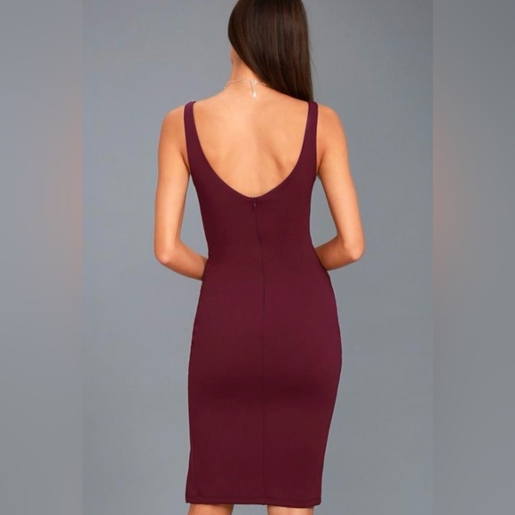 Lulu’s Iconic Moment Plum Purple Bodycon Midi Dress - Size L - Picture 3 of 5